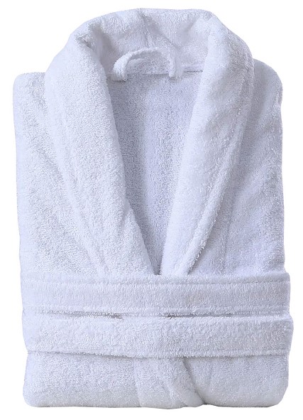 Μπουρνούζι Βαμβακερό 420gr/m2 Με Γιακά Λευκό One Size (Large - Extra Large) (Σετ 4 Τεμάχια) (Ύφασμα: Βαμβάκι 100%, Χρώμα: Λευκό) - OEM - 5201847009101-OS